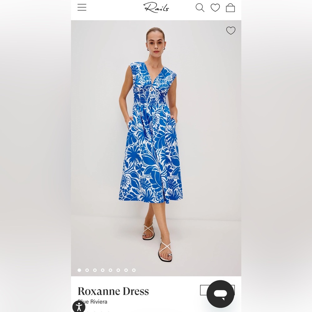 Rails Roxanne Floral Midi Dress. Color is blue. Riviera and size is small.
